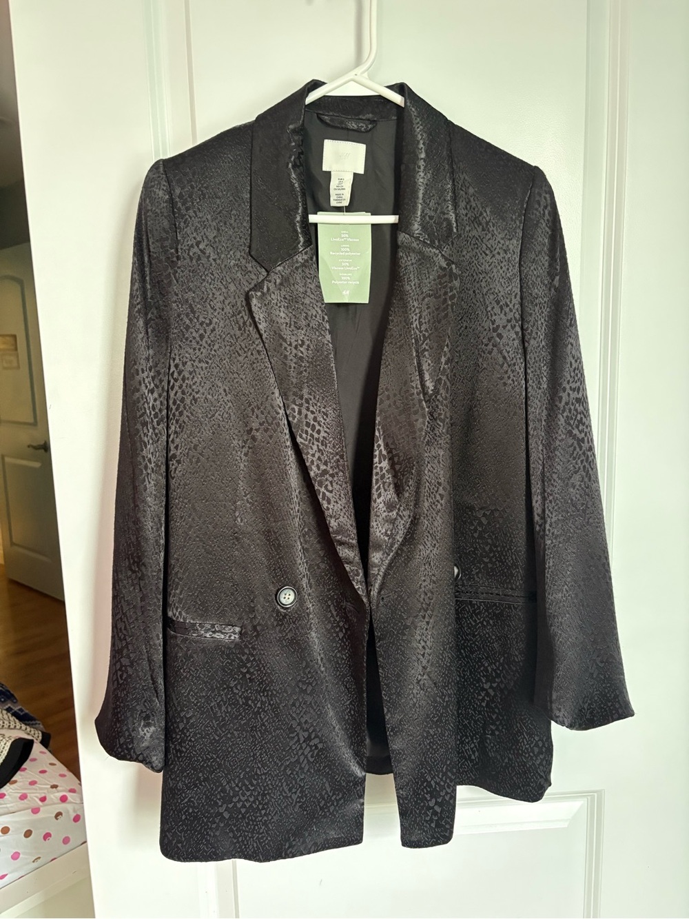 H&M Black Satin Snake-Texture Women's Blazer